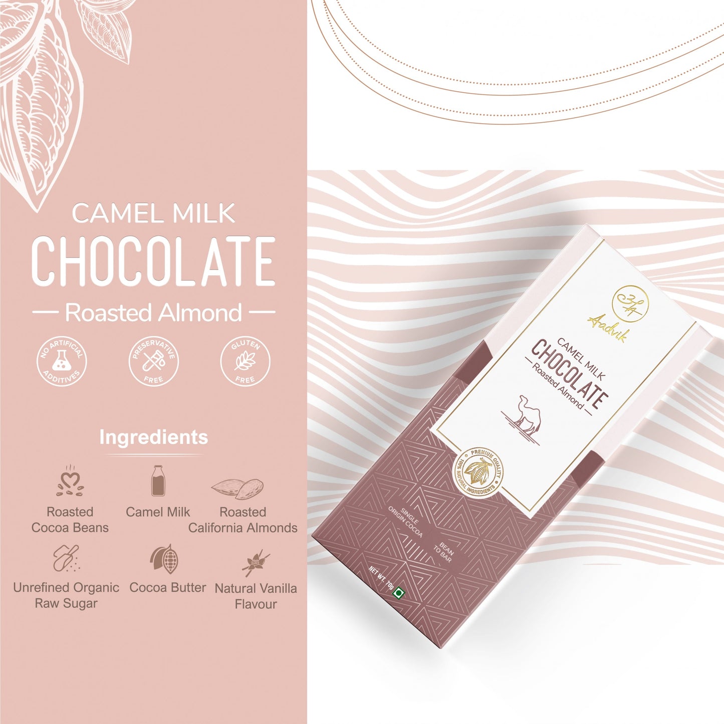 Camel Milk Chocolate | Roasted Almond । 70g