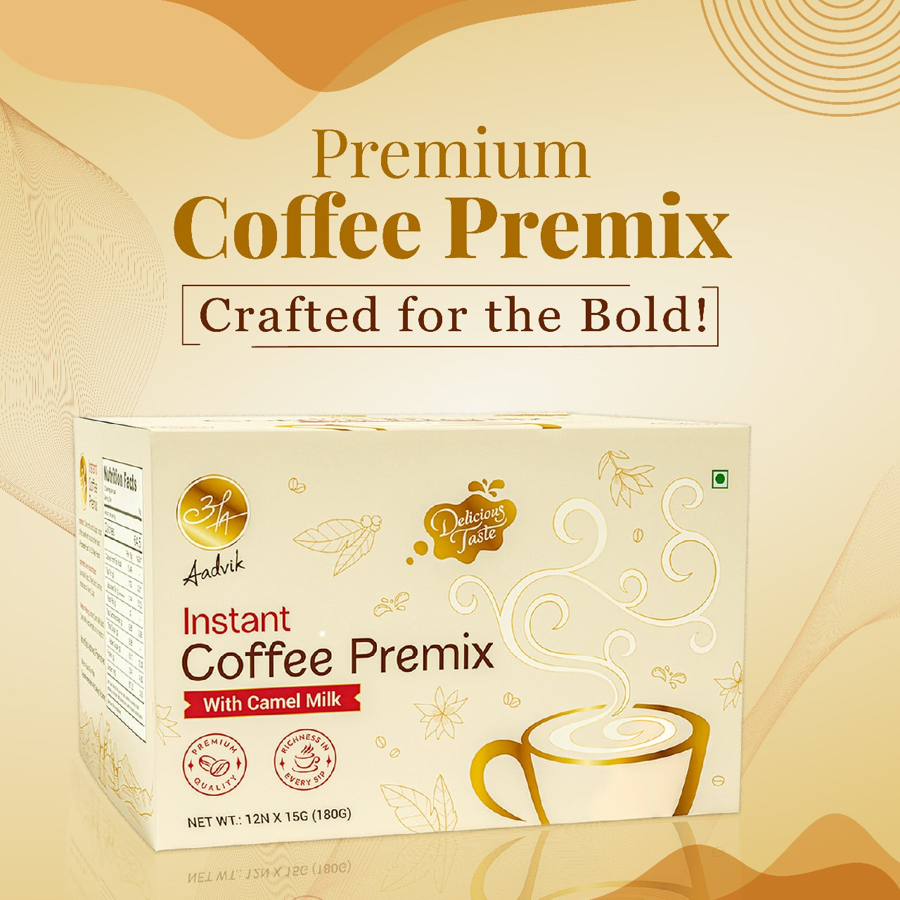 Coffee Premix | Nutrient Rich Instant Coffee Infusion with Camel Milk 15g x 12 Sachets 180g