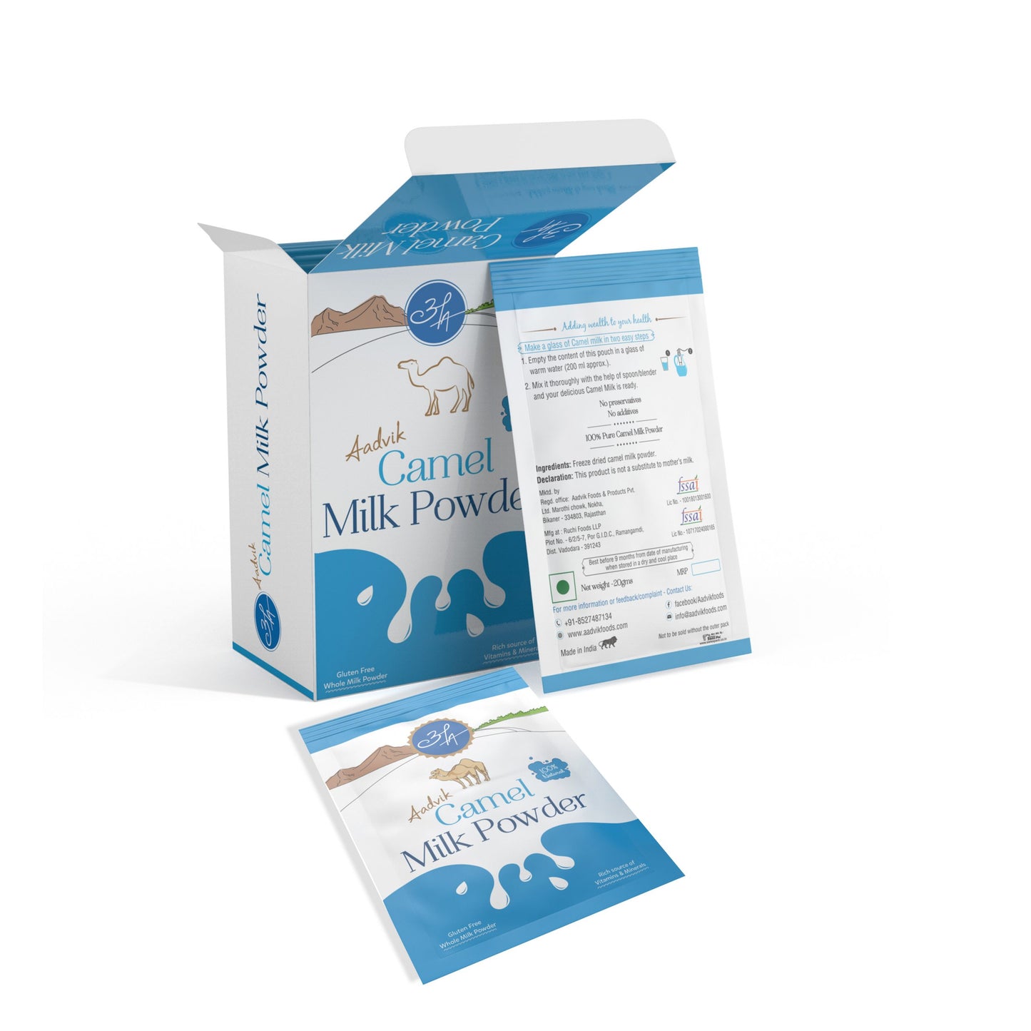 Plain Camel Milk Powder । Single-Serving Sachet । Freeze-dried