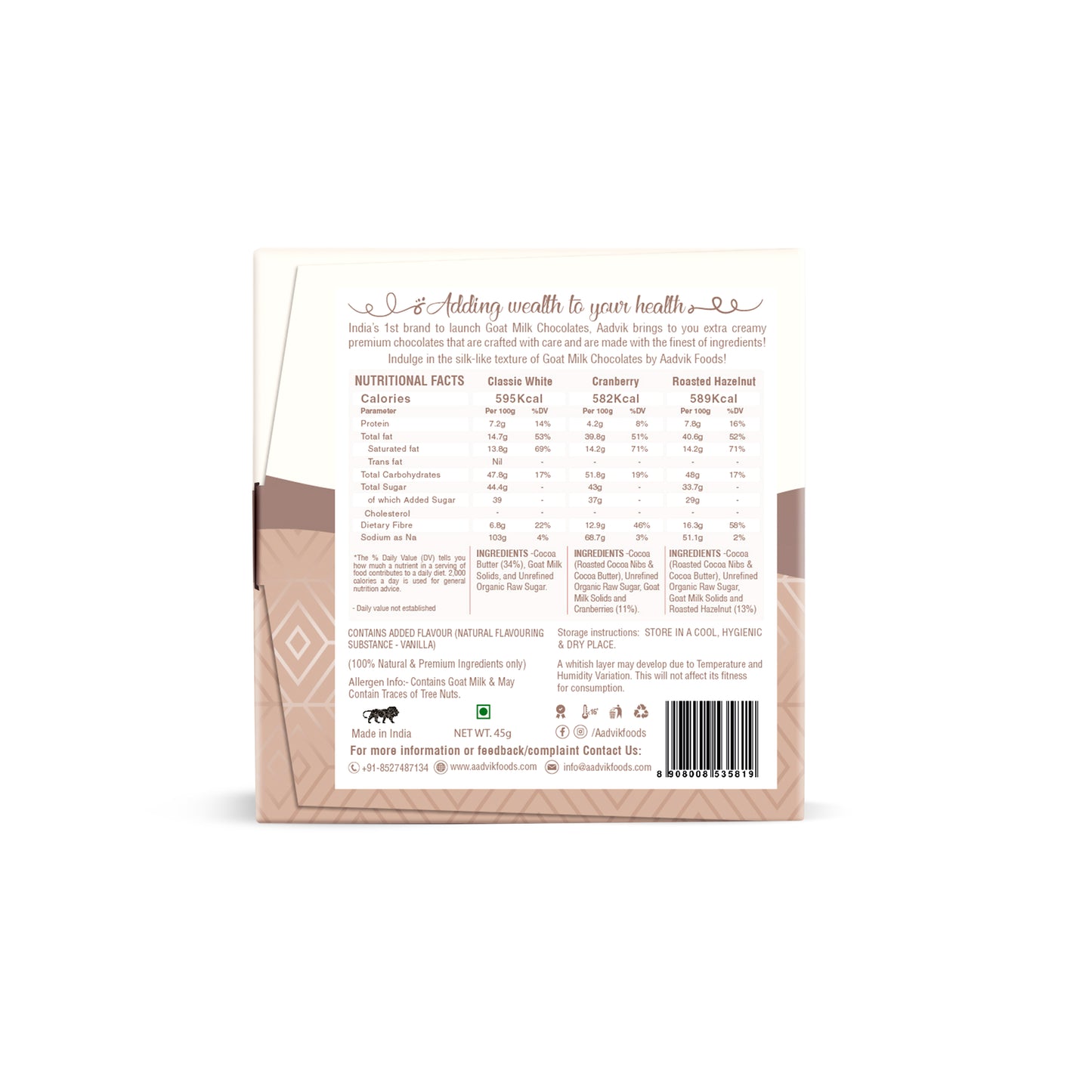 Goat Milk Chocolate | Mini | Pack of 3 | 45gms