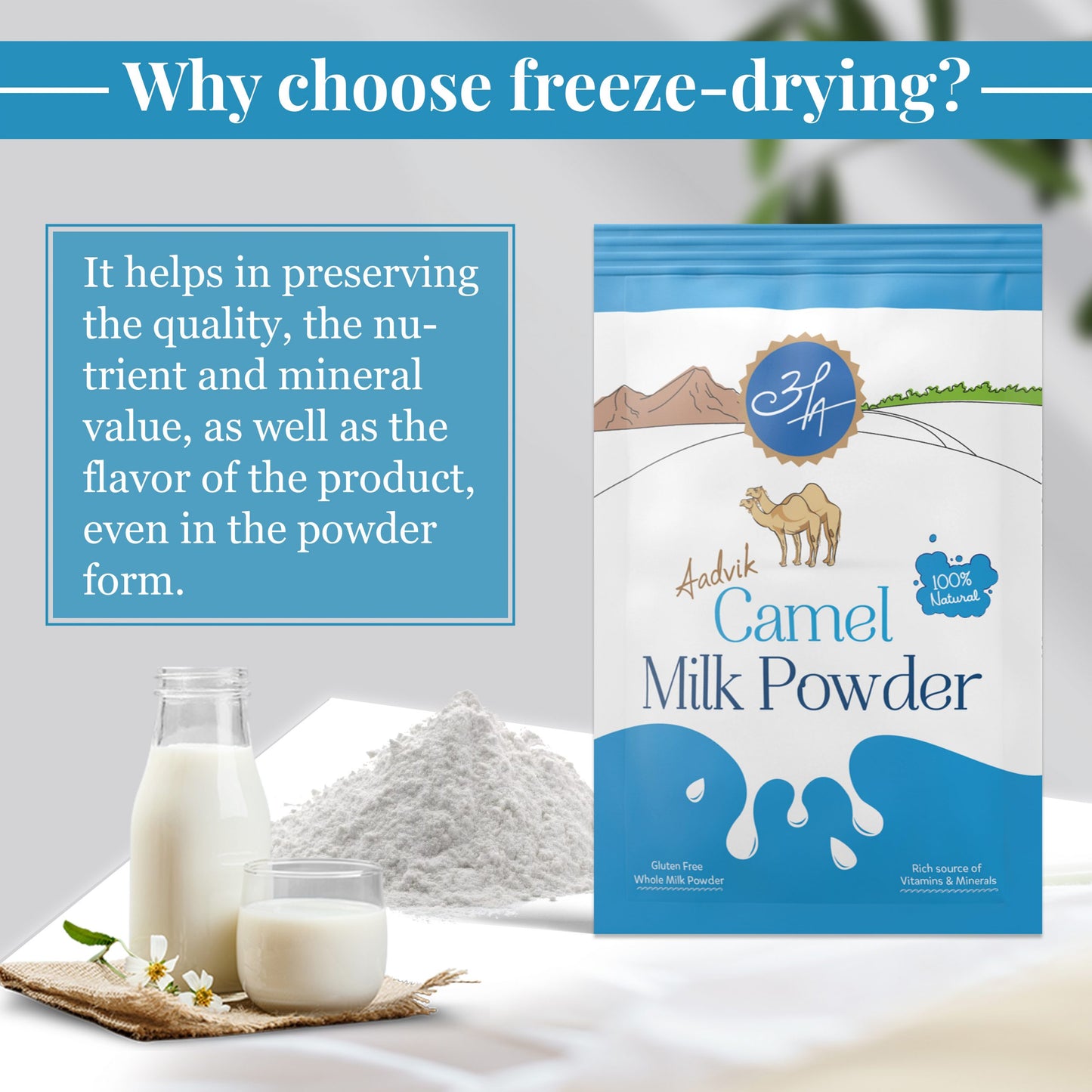 Plain Camel Milk Powder । Single-Serving Sachet । Freeze-dried