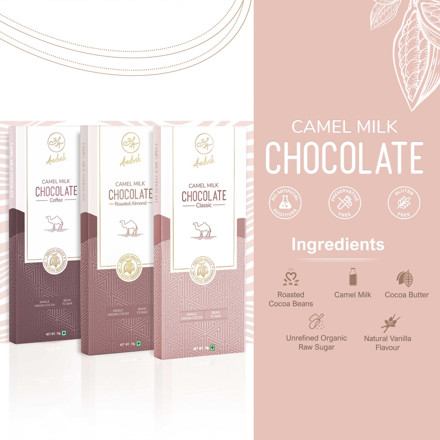 Camel Milk Chocolate | Assorted । Classic । Roasted Almond । Coffee । 210gms