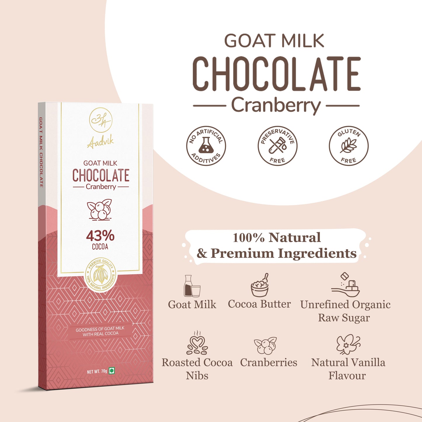 Goat Milk Chocolate | Cranberry | 70g