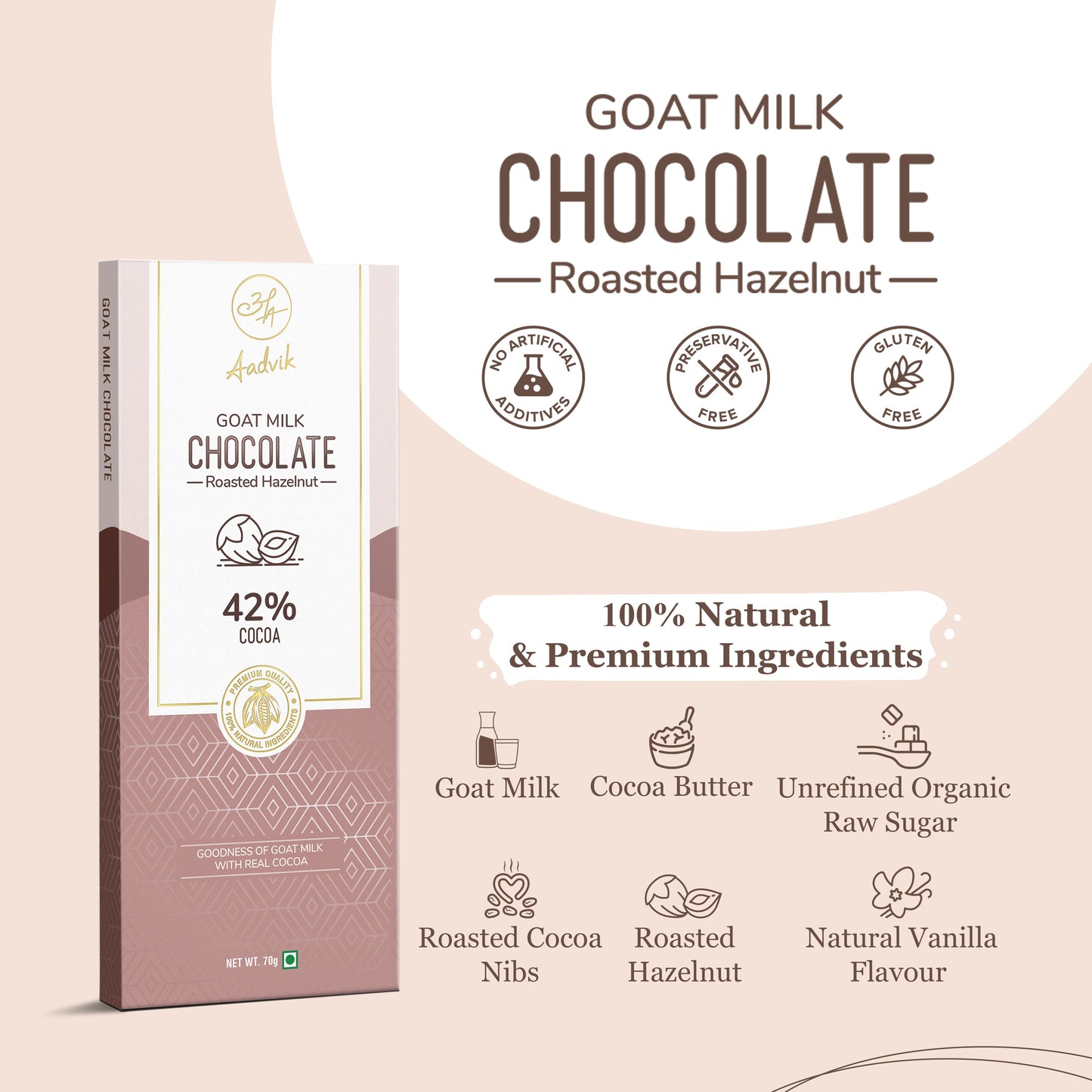 Goat Milk Chocolate | Roasted Hazelnut | 70g